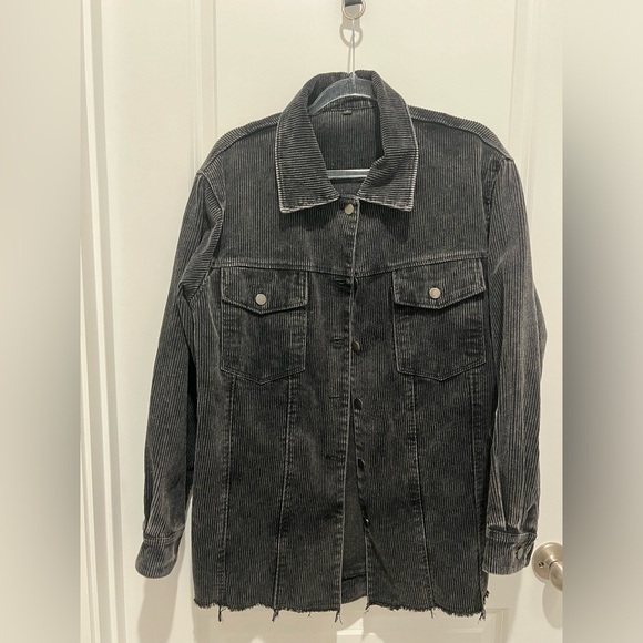 None Jackets & Blazers - Gently Worn Classic Black Corduroy Jacket with Relaxed Fit Size L